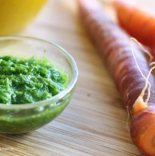 carrot top pesto, carrot leaves recipe, pesto with carrot greens