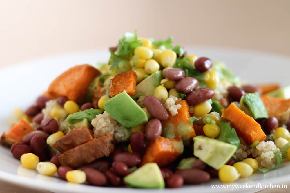 Southwestern Roasted Sweet Potato Salad Southwest salad, roasted sweet potato salad, quinoa salad, vegan salad, gluten-free salad