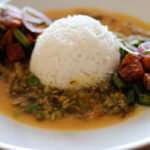chilka moong dal with rice, Indian split green lentil curry