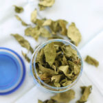 Dried Indian curry leaves in an airtight jar