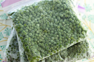 bags of home frozen peas for summers