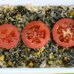 rice casserole with spinach corn and cheddar cheese