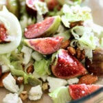 fresh figs salad, fig and cheese salad with caramelised nuts