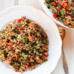 quinoa vegetable stir fry recipe, vegan and gluten free recipe