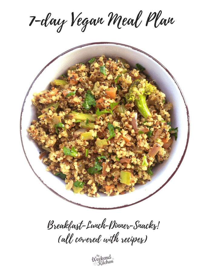 7-day vegan meal plan, weekly vegetarian meal plan