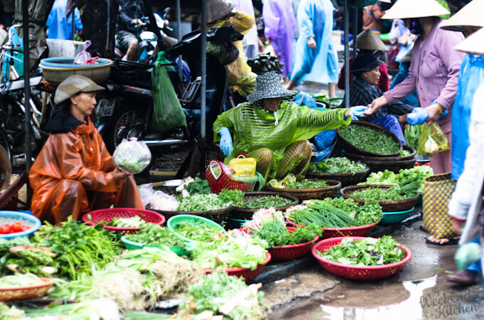 Vegetable Maret in Hanoi Vietnam, veg food in Vietnam