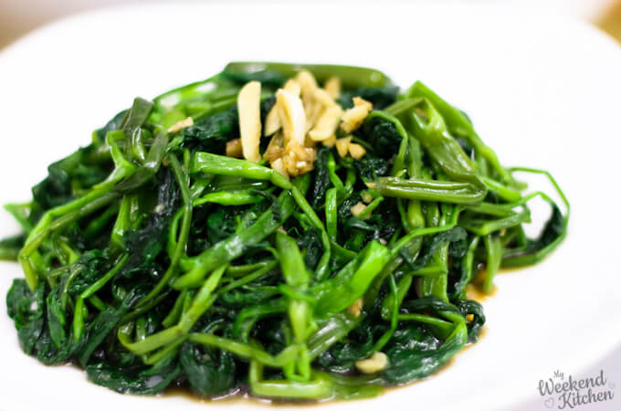 easy water spinach stir fry recipe, morning glory recipe