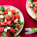 watermelon feta salad with arugula and mint